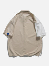 Chemise à manches courtes à imprimé lettres colorblock